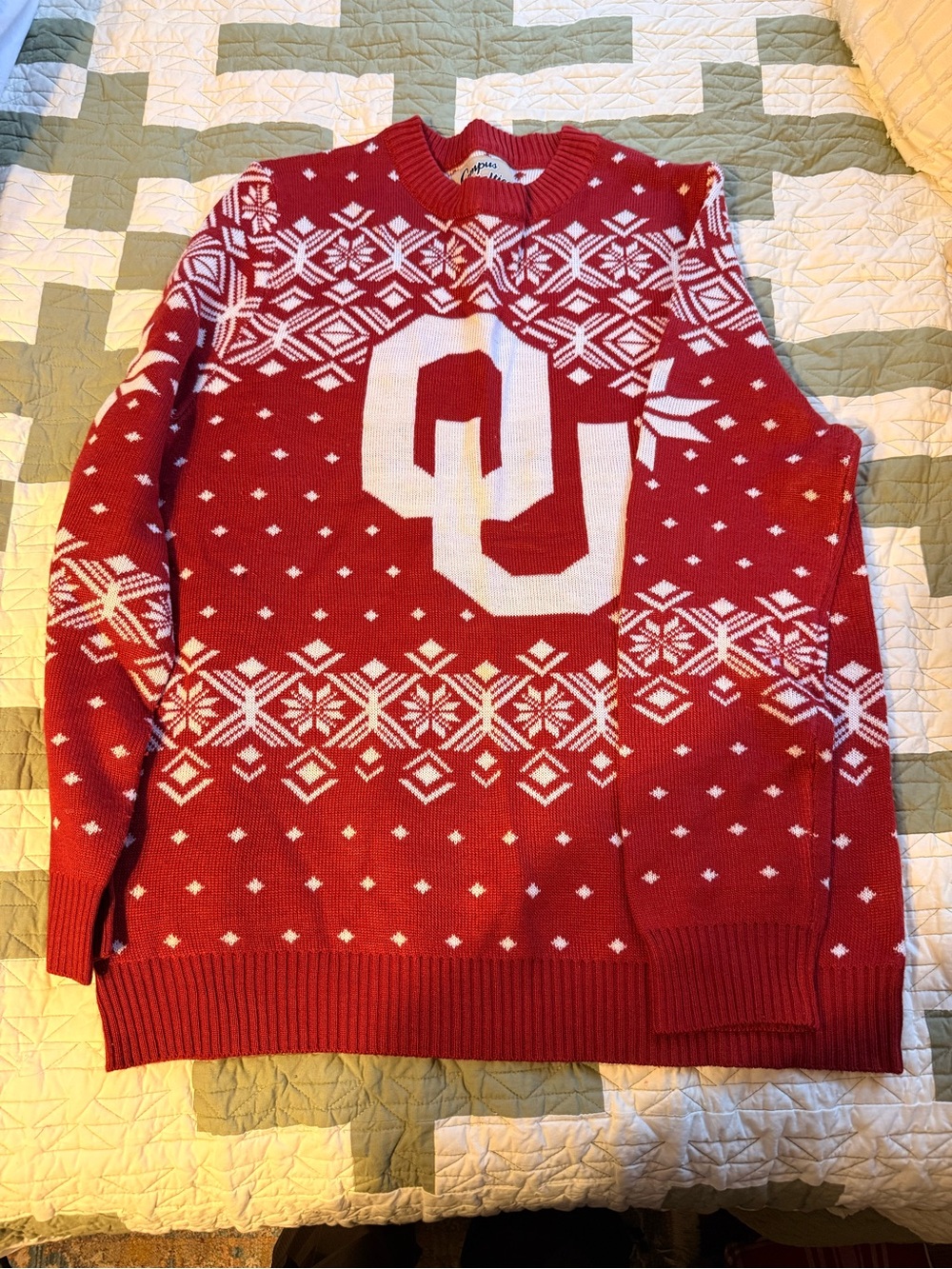 Red Holiday Sweater - OU University of Oklahoma Logo
